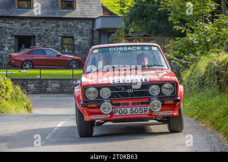 Historischer Ford Escort Mk2 Rallye-Wagen. POO 505R Stockfoto