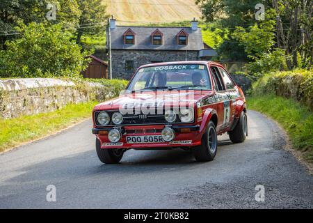 Historischer Ford Escort Mk2 Rallye-Wagen. POO 505R Stockfoto