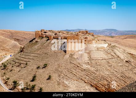 Montreal oder Shobak Castle auf dem Königlichen Berg, im Arabah-Tal, in Jordanien. Gebaut von den Kreuzfahrern und erweitert von den Mamluken. Stockfoto