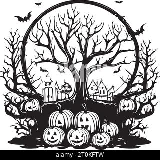 Halloween Baum Schwarz Illustration Vektor Stock Vektor