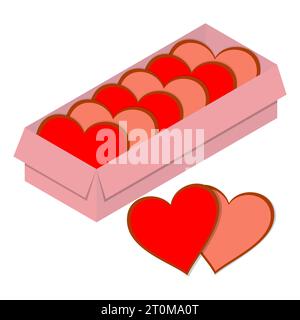 Vektorabbildung. Eine herzförmige Keksbox. Urlaub. Stock Vektor