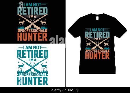 Lustiges Jagd T-Shirt Design Hirsch Tiergeschenke Schwarze Shirts für Männer Frauen Stock Vektor