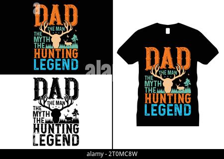 Lustiges Jagd T-Shirt Design Hirsch Tiergeschenke Schwarze Shirts für Männer Frauen Stock Vektor