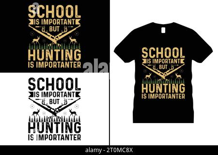 Lustiges Jagd T-Shirt Design Hirsch Tiergeschenke Schwarze Shirts für Männer Frauen Stock Vektor