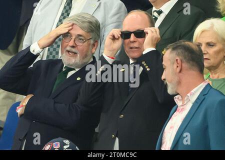 Paris, Frankreich. Oktober 2023. Paris, Frankreich. Oktober 2023. Prinz Albert von Monaco nimmt an der Rugby-Weltmeisterschaft in Frankreich Teil. In Paris, Frankreich. Foto: Laurent Zabulon/ABACAPRESS.COM Credit: Abaca Press/Alamy Live News Stockfoto