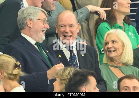 Paris, Frankreich. Oktober 2023. Paris, Frankreich. Oktober 2023. Prinz Albert von Monaco nimmt an der Rugby-Weltmeisterschaft in Frankreich Teil. In Paris, Frankreich. Foto: Laurent Zabulon/ABACAPRESS.COM Credit: Abaca Press/Alamy Live News Stockfoto