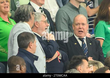 Paris, Frankreich. Oktober 2023. Paris, Frankreich. Oktober 2023. Prinz Albert von Monaco nimmt an der Rugby-Weltmeisterschaft in Frankreich Teil. In Paris, Frankreich. Foto: Laurent Zabulon/ABACAPRESS.COM Credit: Abaca Press/Alamy Live News Stockfoto
