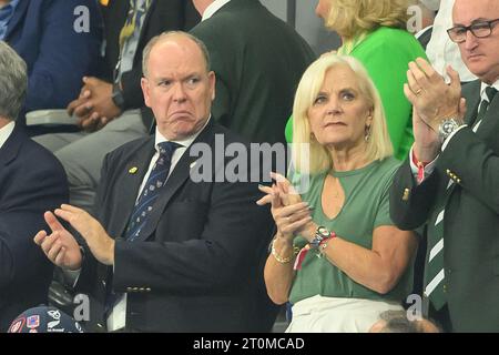 Paris, Frankreich. Oktober 2023. Paris, Frankreich. Oktober 2023. Prinz Albert von Monaco nimmt an der Rugby-Weltmeisterschaft in Frankreich Teil. In Paris, Frankreich. Foto: Laurent Zabulon/ABACAPRESS.COM Credit: Abaca Press/Alamy Live News Stockfoto