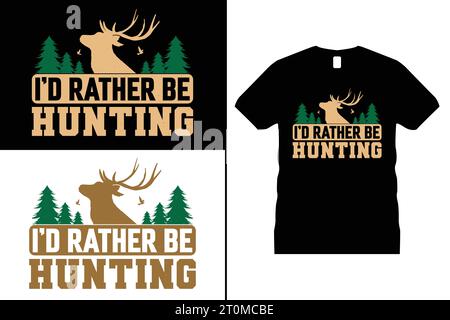 Lustiges Jagd T-Shirt Design Hirsch Tiergeschenke Schwarze Shirts für Männer Frauen Stock Vektor