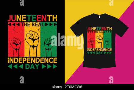 Independence Juneteenth T-Shirt Design und Männer Frauen Kinder Schwarzes Shirt Stock Vektor