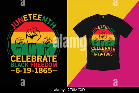 Independence Juneteenth T-Shirt Design und Männer Frauen Kinder Schwarzes Shirt Stock Vektor