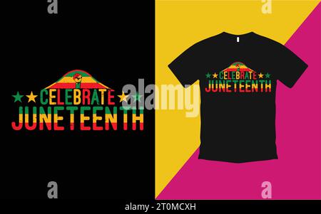 Independence Juneteenth T-Shirt Design und Männer Frauen Kinder Schwarzes Shirt Stock Vektor