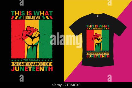 Independence Juneteenth T-Shirt Design und Männer Frauen Kinder Schwarzes Shirt Stock Vektor