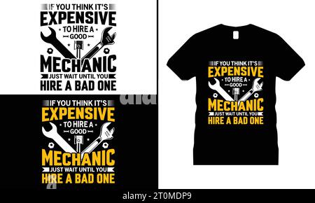 Lustiges mechanisches T-Shirt mit Design und Engineer Garage Mechanic Shirt Stock Vektor