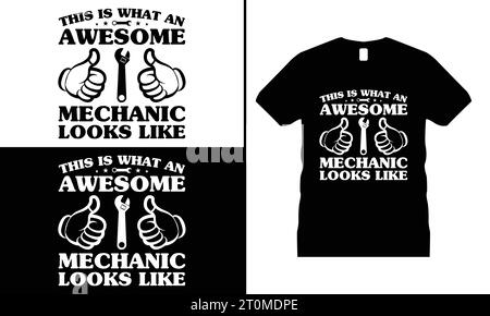 Lustiges mechanisches T-Shirt mit Design und Engineer Garage Mechanic Shirt Stock Vektor