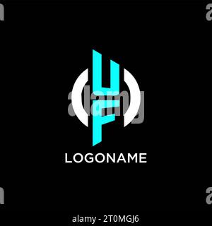 Design-Ideen für das UF-Kreismonogramm-Logo Stock Vektor