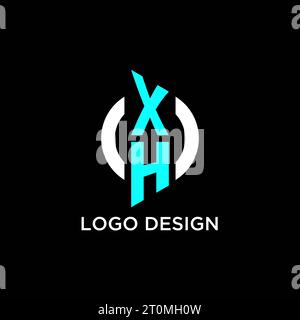 Design-Ideen für das XH-Kreismonogramm-Logo Stock Vektor