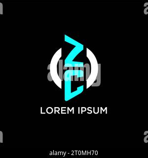 Design-Ideen für das ZC-Kreis-Monogramm-Logo Stock Vektor