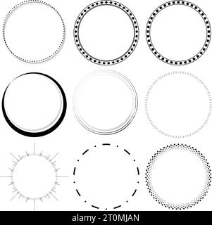 Grafik illustriert Rahmen Dekorationskreis Set modernes minimales Vektorbild Stock Vektor