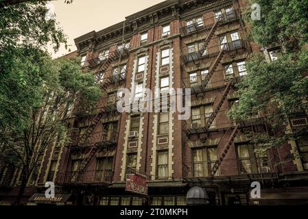 Vintage-Gebäude in Thompson Street - Greenwich Village, Manhattan, New York City Stockfoto