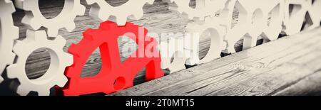 Business Industrie Konzept. Zahnräder und Kommunikation. 3D-Rendering Stockfoto