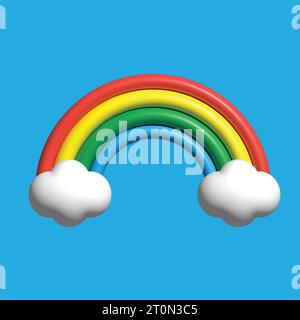 Vektor 3D Himmel und Regenbogen, Wolke, Sommer. Stock Vektor