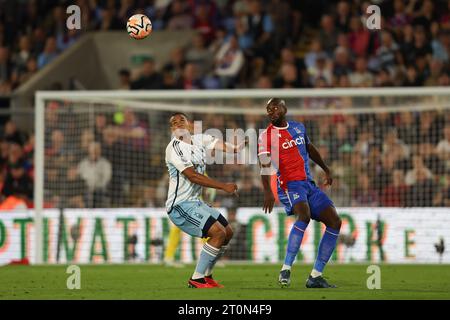 London, Großbritannien. Oktober 2023. Murillo of Nottingham Forest ist während des Premier League-Spiels zwischen Crystal Palace und Nottingham Forest im Selhurst Park in London am 7. Oktober 2023 frei. Foto von Ken Sparks. Nur redaktionelle Verwendung, Lizenz für kommerzielle Nutzung erforderlich. Keine Verwendung bei Wetten, Spielen oder Publikationen eines einzelnen Clubs/einer Liga/eines Spielers. Quelle: UK Sports Pics Ltd/Alamy Live News Stockfoto