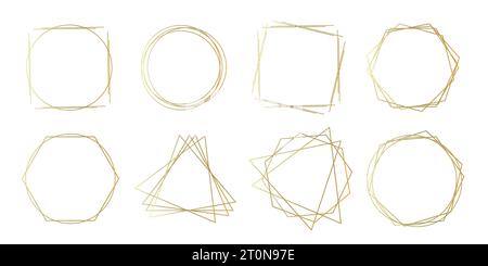 Set aus goldenen geometrischen Rahmen - geometrische Art déco-Stil Clip-Art für Einladungskarten, Flyer - Thin Line-Art-Kollektion für Dekoration Stock Vektor
