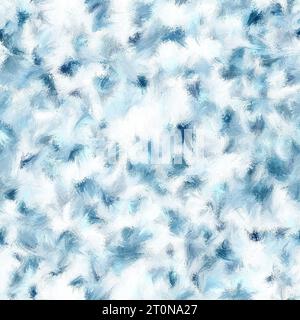 Abstrakte Pinselstriche in Blau, Cyan, Grau und weiß. Ölgemälde Textur. Nahtloses Wiederholungsmuster Stockfoto
