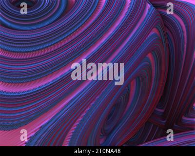 Abstrakter rosafarbener und blauer geschwungener Hintergrund. 3D-Abbildung, 3D-Rendering Stockfoto