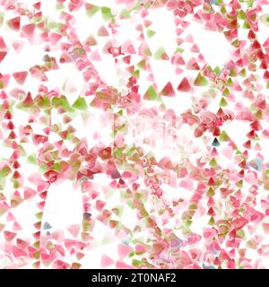 Mehrere Dreiecke nahtloses Muster. Garland der Dreiecke. Rote, grüne und blaue Farben mit Reflexion auf dem weißen Hintergrund. Muster für Umhüllung, t Stockfoto