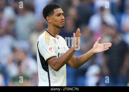 Madrid, Spanien. Oktober 2023. Jude Bellingham spielte am 7. Oktober 2023 im Santiago Bernabeu Stadion in Madrid, Spanien, während des Liga-Spiels zwischen Real Madrid und CA Osasuna. (Foto: Cesar Cebolla/PRESSINPHOTO) Credit: PRESSINPHOTO SPORTS AGENCY/Alamy Live News Stockfoto