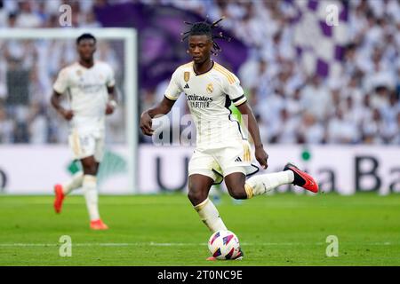 Madrid, Spanien. Oktober 2023. Eduardo Camavinga von Real Madrid CF spielte am 7. Oktober 2023 im Santiago Bernabeu Stadion in Madrid, Spanien, während des Liga-Spiels zwischen Real Madrid und CA Osasuna. (Foto: Cesar Cebolla/PRESSINPHOTO) Credit: PRESSINPHOTO SPORTS AGENCY/Alamy Live News Stockfoto