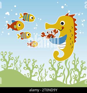 Vektor-Cartoon von niedlichen Meerestieren unter Wasser Stock Vektor