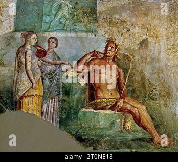 Galatea findet Polyphem. Die römische Stadt Fresco Pompeji befindet sich in der Nähe von Neapel in der Region Kampanien in Italien. Pompeji wurde bei der Eruption des Vesuvs 79 n. Chr. unter 4-6 m vulkanischer Asche und Bimsstein begraben. Italien Stockfoto