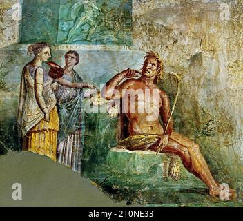 Galatea findet Polyphem. Die römische Stadt Fresco Pompeji befindet sich in der Nähe von Neapel in der Region Kampanien in Italien. Pompeji wurde bei der Eruption des Vesuvs 79 n. Chr. unter 4-6 m vulkanischer Asche und Bimsstein begraben. Italien Stockfoto