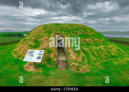 Das Unstan Chambered Cairn in Orkney, Schottland. Stockfoto