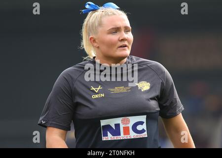 York, Großbritannien. Oktober 2023. LNER Community Stadium, York, North Yorkshire, 8. Oktober 2023. Betfred Womens Super League Grand Final York Valkyrie V Leeds Rhinos Zoe Hornby von Leeds Rhinos Women Credit: Touchlinepics/Alamy Live News Stockfoto