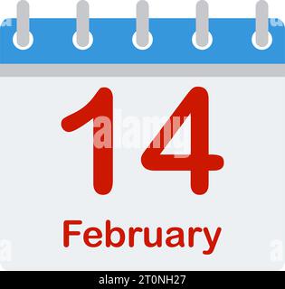 Vektor-Illustration eines Kalenders mit einem Datum 14. Februar, die St. Valentinstag Stock Vektor