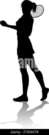 Tennis Silhouette Sport Spieler Frau Stock Vektor