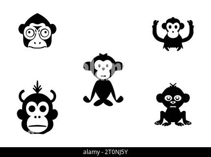 Minimaler Stil Affe Icon Illustration Design-01 Stock Vektor