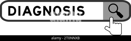 Suchbanner in der Wortdiagnose mit dem Symbol für die Handlupe auf weißem Hintergrund Stock Vektor