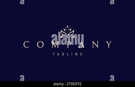 Ein goldenes Vektorlogo mit einem abstrakten Bild eines Schmetterlings in Form einer Lotusblume. Stock Vektor