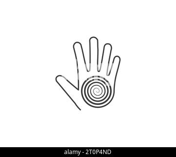 Hypnose, Hand, Spiralsymbol. Vektorillustration. Stock Vektor