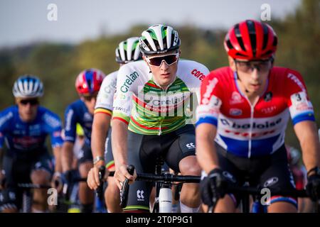 Beringen, Belgien. Oktober 2023. Belgischer Gerben Kuypers im Einsatz während des Männer-Elite-Rennens des Cyclocross-Rennens „Cross Beringen“, Sonntag, den 08. Oktober 2023 in Beringen, Rennen 1/7 des Exact Cross-Wettbewerbs. BELGA FOTO JASPER JACOBS Credit: Belga News Agency/Alamy Live News Stockfoto