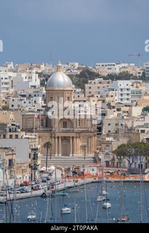 Kalkara, Malta, St. Die Joseph Parish Church ist eine katholische Kirche in Kalkara, Malta. Stockfoto