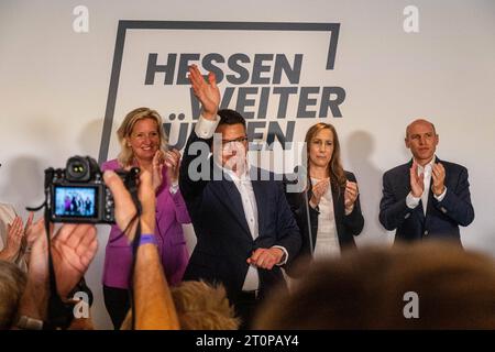 Wiesbaden GER, Landtagswahl Hessen, Wahlabend im Landtag, 08.10.2023 Boris Rhein CDU, GER, Landtagswahl Hessen, Wahlabend im Hessichen Landtag, 08.10.2023 *** Wiesbaden GER, Landtagswahl Hessen, Wahlabend im landtag Hessen, 08 10 2023 Boris Rhein CDU, GER, Landtagswahl Hessen, Wahlabend im landtag Hessen, Wahlabend im landtag Hessen, 08 10 2023 Copyright: xEibner-Pressefoto/FlorianxWieganx EP FWD Credit: Imago/Alamy Live News Stockfoto