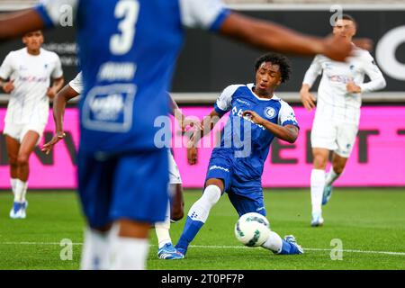 Gent, Belgien. Oktober 2023. Ein Fußballspiel zwischen KAA Gent und KRC Genk, Sonntag, den 08. Oktober 2023 in Gent, am 10. Tag der Saison 2023-2024 der ersten Liga der „Jupiler Pro League“ der belgischen Meisterschaft. BELGA FOTO DAVID PINTENS Credit: Belga News Agency/Alamy Live News Stockfoto