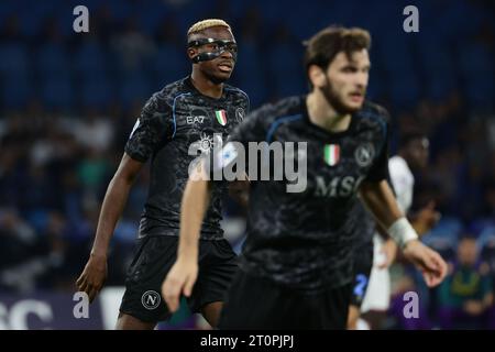 Neapel, Italien. Oktober 2023. Victor Osimhen vom SSC Napoli während des Fußballspiels der Serie A zwischen SSC Napoli und ACF Fiorentina im Diego Armando Maradona Stadion in Neapel (Italien) am 8. Oktober 2023. Quelle: Insidefoto di andrea staccioli/Alamy Live News Stockfoto