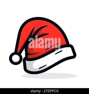 Santa-Hut-Symbol isoliert. Weihnachtsmütze im Cartoon-Stil. Vektorabbildung Stock Vektor